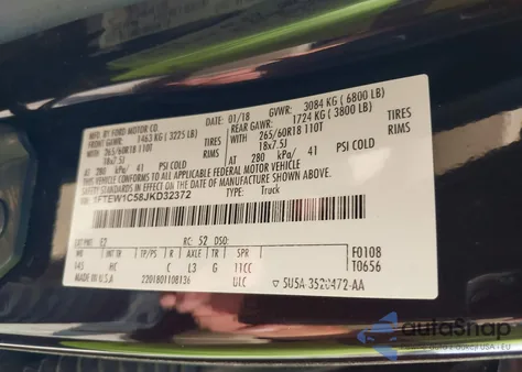 2018 Ford F-150 Lariat из США, поврежденный, VIN 1FTEW1C58JKD32372